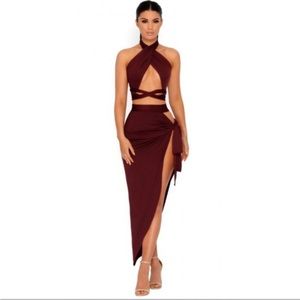 OH POLLY BURGUNDY TWO PIECE SET